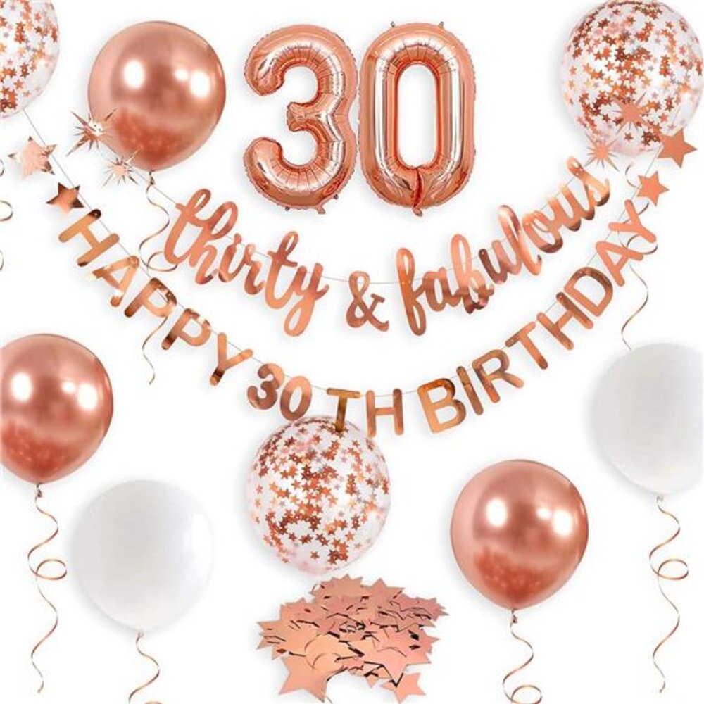 Rose Gold Thirty And Fabulous 30th Birthday Banner Garland Balloons Party Decor